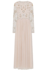 Senna Floral Embellished Maxi Dress - Nude